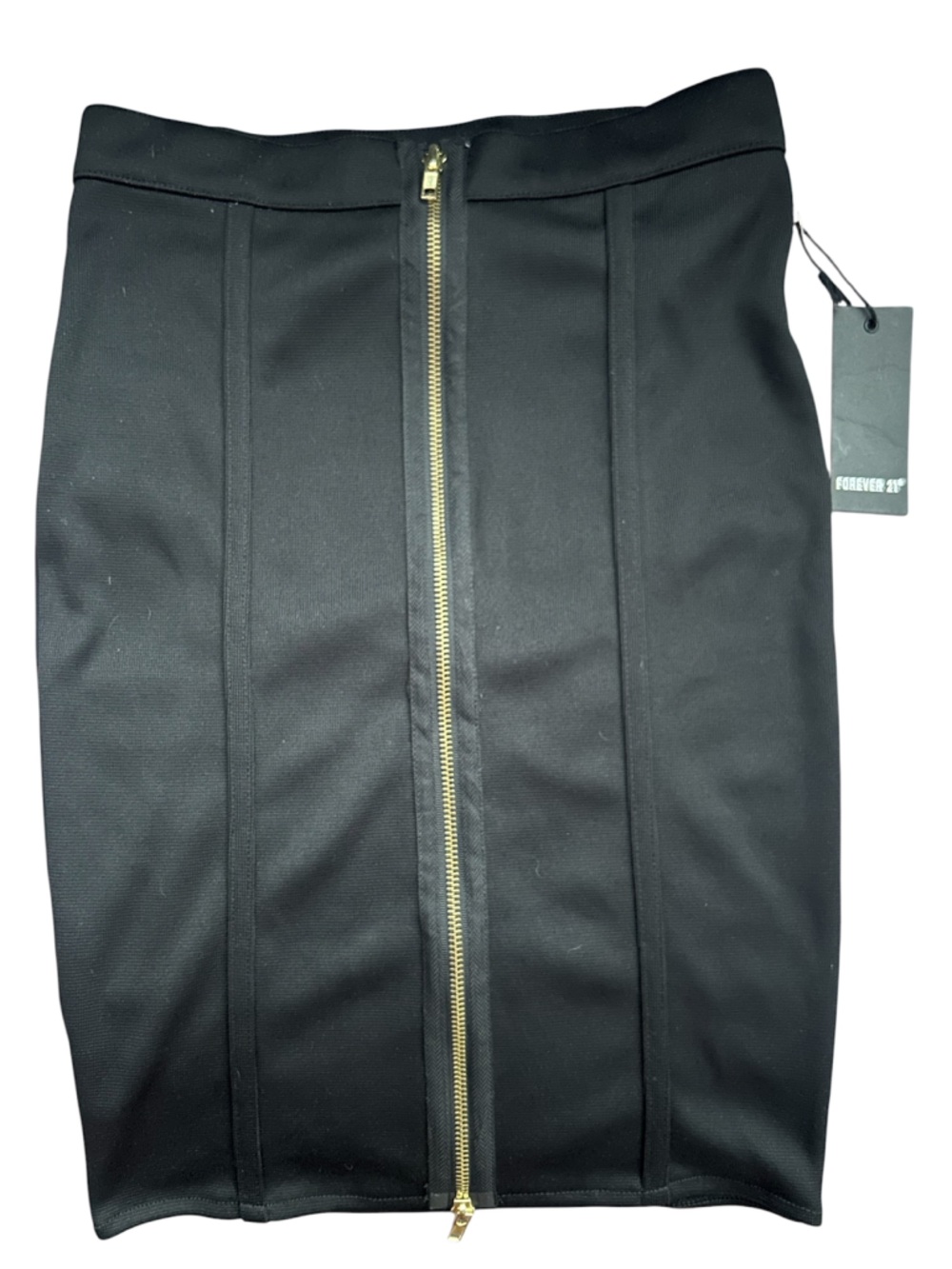 Forever 21 Black Pencil Skirt with Gold Center Zip